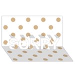 Polka Dots - Tan Brown on White SORRY 3D Greeting Card (8x4)