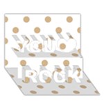 Polka Dots - Tan Brown on White You Rock 3D Greeting Card (7x5)