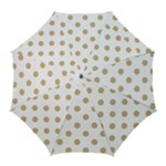 Polka Dots - Tan Brown on White Golf Umbrella