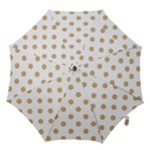 Polka Dots - Tan Brown on White Hook Handle Umbrella (Large)