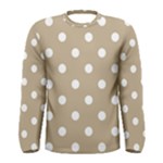 Polka Dots - White on Khaki Brown Men s Long Sleeve T-shirt