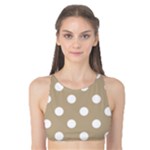 Polka Dots - White on Khaki Brown Tank Bikini Top