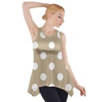 Polka Dots - White on Khaki Brown Side Drop Tank Tunic