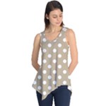 Polka Dots - White on Khaki Brown Sleeveless Tunic