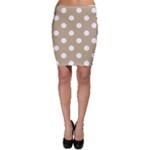 Polka Dots - White on Khaki Brown Bodycon Skirt