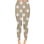 Polka Dots - White on Khaki Brown Women s Leggings
