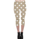 Polka Dots - White on Khaki Brown Capri Leggings