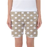 Polka Dots - White on Khaki Brown Women s Basketball Shorts