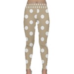 Polka Dots - White on Khaki Brown Yoga Leggings