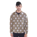 Polka Dots - White on Khaki Brown Wind Breaker (Men)