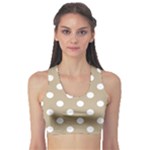 Polka Dots - White on Khaki Brown Women s Sports Bra