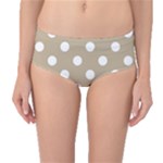 Polka Dots - White on Khaki Brown Mid-Waist Bikini Bottoms
