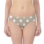 Polka Dots - White on Khaki Brown Hipster Bikini Bottoms