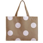 Polka Dots - White on Khaki Brown Zipper Mini Tote Bag