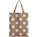 Polka Dots - White on Khaki Brown Zipper Classic Tote Bag