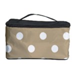Polka Dots - White on Khaki Brown Cosmetic Storage Case