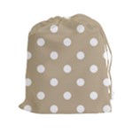 Polka Dots - White on Khaki Brown Drawstring Pouch (XXl)
