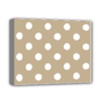 Polka Dots - White on Khaki Brown Deluxe Canvas 14  x 11  (Stretched)