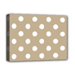 Polka Dots - White on Khaki Brown Deluxe Canvas 16  x 12  (Stretched)