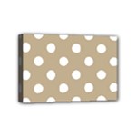 Polka Dots - White on Khaki Brown Mini Canvas 6  x 4  (Stretched)