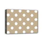 Polka Dots - White on Khaki Brown Mini Canvas 7  x 5  (Stretched)