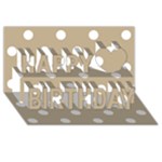 Polka Dots - White on Khaki Brown Happy Birthday 3D Greeting Card (8x4)