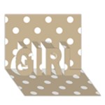 Polka Dots - White on Khaki Brown GIRL 3D Greeting Card (7x5)