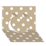 Polka Dots - White on Khaki Brown Heart 3D Greeting Card (7x5)