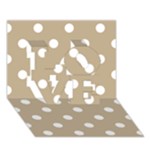 Polka Dots - White on Khaki Brown LOVE 3D Greeting Card (7x5)