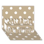 Polka Dots - White on Khaki Brown YOU ARE INVITED 3D Greeting Card (7x5)