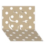 Polka Dots - White on Khaki Brown Clover 3D Greeting Card (7x5)
