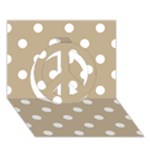 Polka Dots - White on Khaki Brown Peace Sign 3D Greeting Card (7x5)