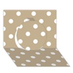 Polka Dots - White on Khaki Brown Circle 3D Greeting Card (7x5)