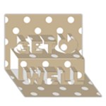 Polka Dots - White on Khaki Brown Get Well 3D Greeting Card (7x5)