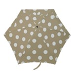 Polka Dots - White on Khaki Brown Mini Umbrella