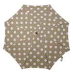 Polka Dots - White on Khaki Brown Hook Handle Umbrella (Large)