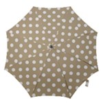 Polka Dots - White on Khaki Brown Hook Handle Umbrella (Small)