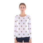 Polka Dots - Khaki Brown on White Women s Long Sleeve T-shirt