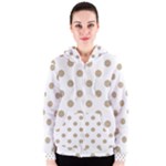 Polka Dots - Khaki Brown on White Women s Zipper Hoodie