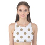 Polka Dots - Khaki Brown on White Tank Bikini Top