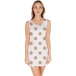 Polka Dots - Khaki Brown on White Bodycon Dress