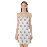 Polka Dots - Khaki Brown on White Satin Night Slip