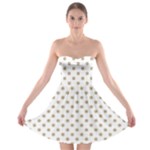 Polka Dots - Khaki Brown on White Strapless Bra Top Dress