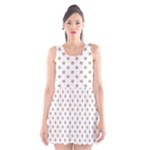 Polka Dots - Khaki Brown on White Scoop Neck Skater Dress