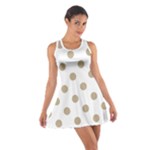 Polka Dots - Khaki Brown on White Cotton Racerback Dress
