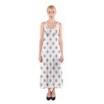 Polka Dots - Khaki Brown on White Full Print Maxi Dress