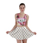 Polka Dots - Khaki Brown on White Mini Skirt
