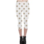 Polka Dots - Khaki Brown on White Capri Leggings