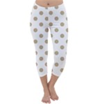 Polka Dots - Khaki Brown on White Capri Winter Leggings