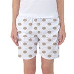 Polka Dots - Khaki Brown on White Women s Basketball Shorts